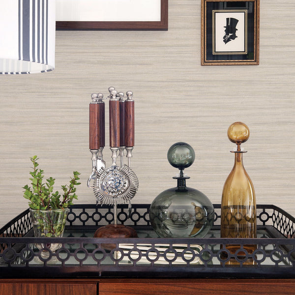 Barnaby Off-White Faux Grasscloth Wallpaper