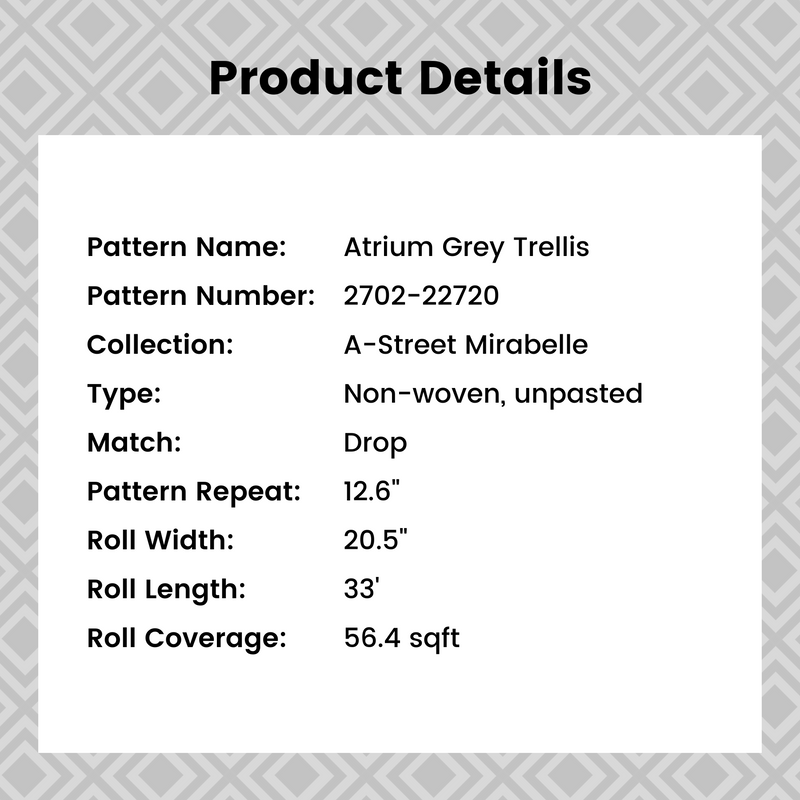Atrium Grey Trellis Wallpaper