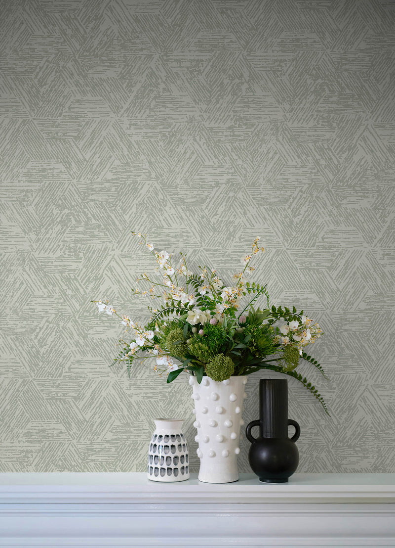 Retreat Sea Green Quilted Geometric Wallpaper