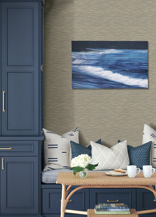 Benson Taupe Faux Fabric Wallpaper