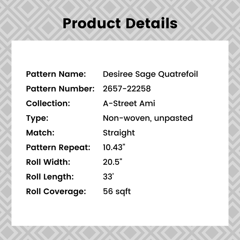 Desiree Sage Quatrefoil Wallpaper