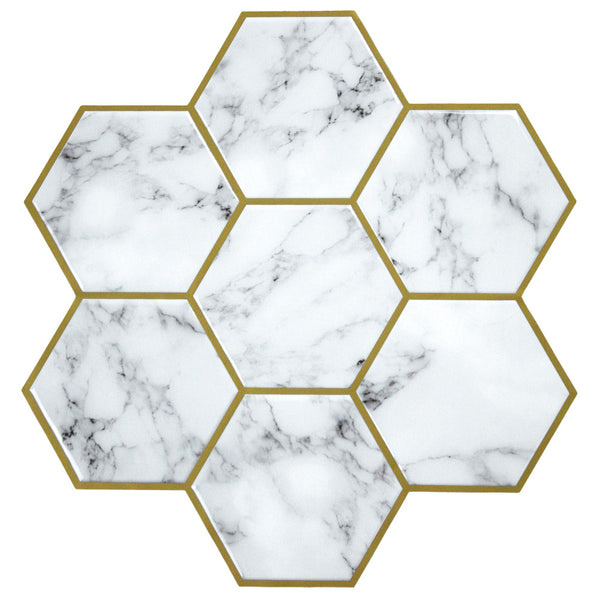 Cararra Marble Hexagon Peel & Stick Backsplash Tiles
