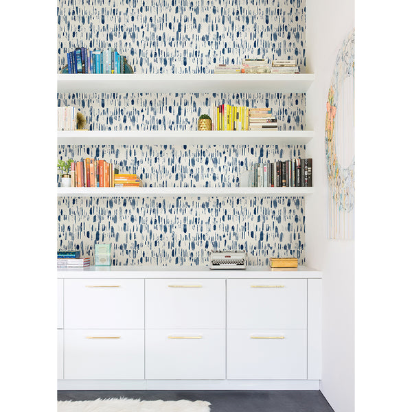 Dwell Navy Brushstrokes Wallpaper